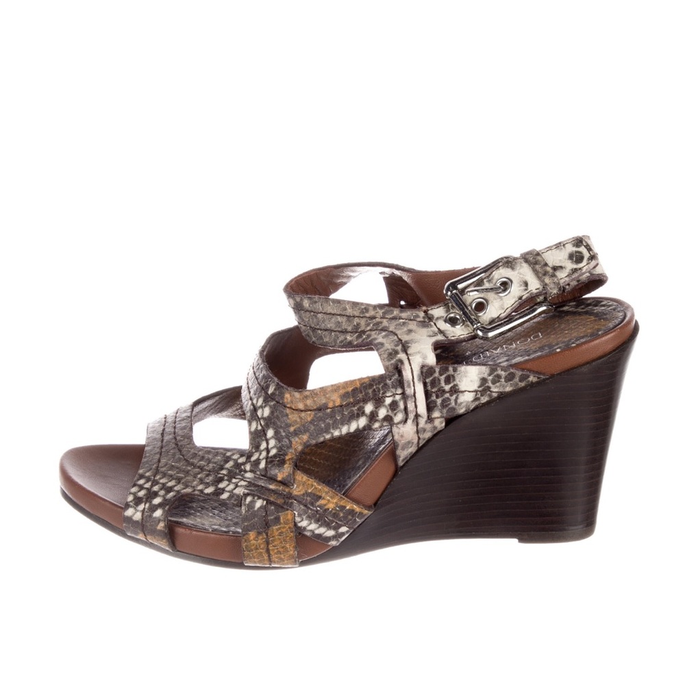 Donald j pliner leather animal print wedge Slingback sandals sz 7